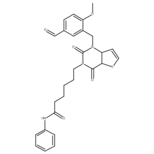 6-{1-[(5-formyl-2-methoxyphenyl)methyl]-2,4-dioxo-1H,2H,3H,4H-thieno[3,2-d]pyrimidin-3-yl}-N-phenylhexanamide结构式