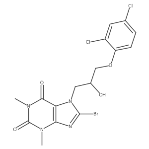 8-bromo-7-(3-(2,4-dichlorophenoxy)-2-hydroxypropyl)-1,3-dimethyl-1H-purine-2,6(3H,7H)-dione结构式