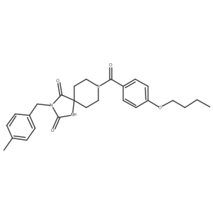 8-(4-Butoxybenzoyl)-3-(4-methylbenzyl)-1,3,8-triazaspiro[4.5]decane-2,4-dione结构式