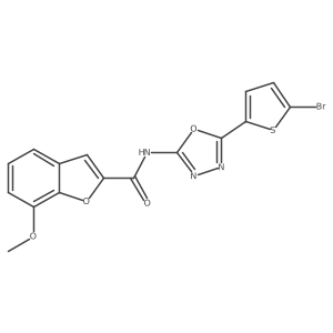 N-(5-(5-bromothiophen-2-yl)-1,3,4-oxadiazol-2-yl)-7-methoxybenzofuran-2-carboxamide结构式