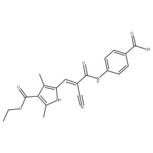 4-{2-cyano-3-[4-(ethoxycarbonyl)-3,5-dimethyl-1H-pyrrol-2-yl]prop-2-enamido}benzoic acid Structure