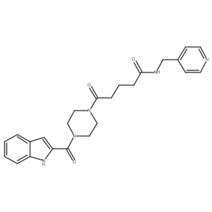 5-[4-(1H-indol-2-ylcarbonyl)piperazin-1-yl]-5-oxo-N-(pyridin-4-ylmethyl)pentanamide结构式