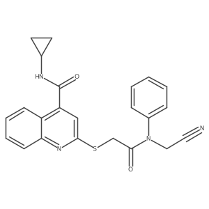 2-[2-[N-(cyanomethyl)anilino]-2-oxoethyl]sulfanyl-N-cyclopropylquinoline-4-carboxamide Structure