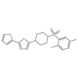 2-(1-((2,5-Dimethylphenyl)sulfonyl)piperidin-4-yl)-5-(furan-2-yl)-1,3,4-thiadiazole结构式