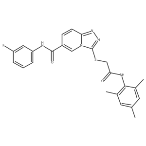 N-(3-fluorophenyl)-3-({[(2,4,6-trimethylphenyl)carbamoyl]methyl}sulfanyl)-[1,2,4]triazolo[4,3-a]pyridine-6-carboxamide结构式