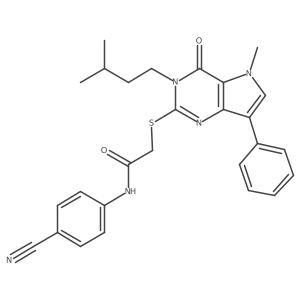 N-(4-cyanophenyl)-2-((3-isopentyl-5-methyl-4-oxo-7-phenyl-4,5-dihydro-3H-pyrrolo[3,2-d]pyrimidin-2-yl)thio)acetamide结构式