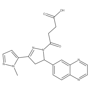 4-(2'-methyl-5-(quinoxalin-6-yl)-4,5-dihydro-1H,2'H-[3,3'-bipyrazol]-1-yl)-4-oxobutanoic acid结构式