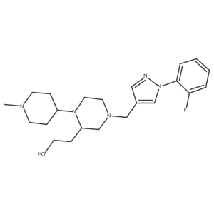 2-[4-{[1-(2-fluorophenyl)-1H-pyrazol-4-yl]methyl}-1-(1-methyl-4-piperidinyl)-2-piperazinyl]ethanol结构式