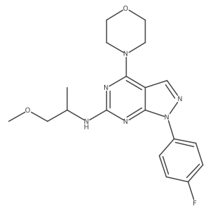 1-(4-fluorophenyl)-N-(1-methoxypropan-2-yl)-4-morpholino-1H-pyrazolo[3,4-d]pyrimidin-6-amine结构式
