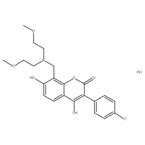 8-((bis(2-methoxyethyl)amino)methyl)-3-(4-chlorophenyl)-4,7-dihydroxy-2H-chromen-2-one hydrochloride Structure