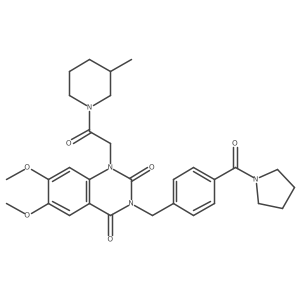 6,7-dimethoxy-1-(2-(3-methylpiperidin-1-yl)-2-oxoethyl)-3-(4-(pyrrolidine-1-carbonyl)benzyl)quinazoline-2,4(1H,3H)-dione Structure