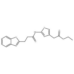 Ethyl (2-{[3-(1,3-benzothiazol-2-yl)propanoyl]amino}-1,3-thiazol-4-yl)acetate结构式