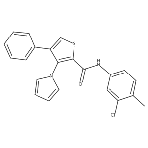 N-(3-chloro-4-methylphenyl)-4-phenyl-3-(1H-pyrrol-1-yl)thiophene-2-carboxamide结构式
