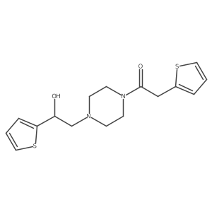 1-(4-(2-Hydroxy-2-(thiophen-2-yl)ethyl)piperazin-1-yl)-2-(thiophen-2-yl)ethanone结构式