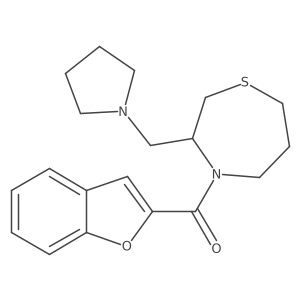 Benzofuran-2-yl(3-(pyrrolidin-1-ylmethyl)-1,4-thiazepan-4-yl)methanone结构式