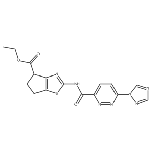 ethyl 2-(6-(1H-1,2,4-triazol-1-yl)pyridazine-3-carboxamido)-5,6-dihydro-4H-cyclopenta[d]thiazole-4-carboxylate Structure
