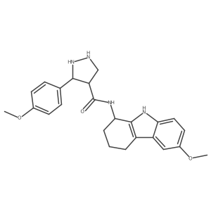 3-(4-methoxyphenyl)-N-(6-methoxy-2,3,4,9-tetrahydro-1H-carbazol-1-yl)pyrazolidine-4-carboxamide结构式