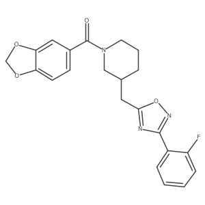 Benzo[d][1,3]dioxol-5-yl(3-((3-(2-fluorophenyl)-1,2,4-oxadiazol-5-yl)methyl)piperidin-1-yl)methanone结构式
