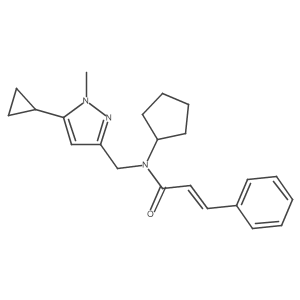N-cyclopentyl-N-((5-cyclopropyl-1-methyl-1H-pyrazol-3-yl)methyl)cinnamamide结构式