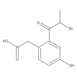 CC(Br)C(=O)c1cc(O)ccc1CC(=O)O结构式