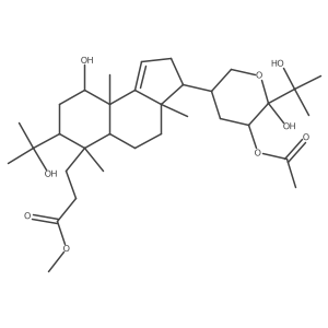 2H-Benz(e)indene-6-propanoic acid, 3-(5-(acetyloxy)tetrahydro-6-hydroxy-6-(1-hydroxy-1-methylethyl)-2H-pyran-3-yl)-3,3a,4,5,5a,6,7,8,9,9a-decahydro-beta,9-dihydroxy-3a,6,9a-trimethyl-7-(1-methylethenyl)-, methyl ester, (3S-(3alpha(3S*,5S*),3aalpha,5aalpha,6alpha,7beta,9alpha,9abeta))-(partial)- Structure