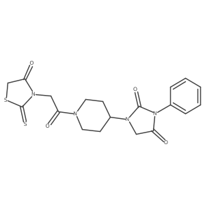 1-(1-(2-(4-Oxo-2-thioxothiazolidin-3-yl)acetyl)piperidin-4-yl)-3-phenylimidazolidine-2,4-dione结构式