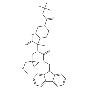 2-{1-[(tert-butoxy)carbonyl]piperidin-4-yl}-2-({[(9H-fluoren-9-yl)methoxy]carbonyl}({[1-(methoxymethyl)cyclopropyl]methyl})amino)propanoic acid结构式