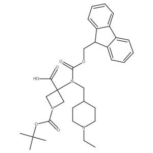 1-[(tert-butoxy)carbonyl]-3-{[(1-ethylpiperidin-4-yl)methyl]({[(9H-fluoren-9-yl)methoxy]carbonyl})amino}azetidine-3-carboxylic acid Structure