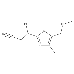3-Hydroxy-3-{4-methyl-5-[(methylamino)methyl]-1,3-thiazol-2-yl}propanenitrile结构式