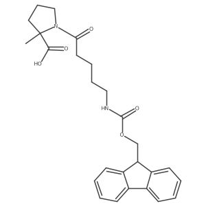 (2R)-1-[5-({[(9H-fluoren-9-yl)methoxy]carbonyl}amino)pentanoyl]-2-methylpyrrolidine-2-carboxylic acid结构式