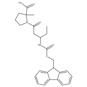 (2R)-1-[(3S)-3-({[(9H-fluoren-9-yl)methoxy]carbonyl}amino)pentanoyl]-2-methylpyrrolidine-2-carboxylic acid结构式