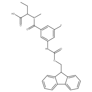 2-{1-[3-({[(9H-fluoren-9-yl)methoxy]carbonyl}amino)-5-fluorophenyl]-N-methylformamido}butanoic acid结构式