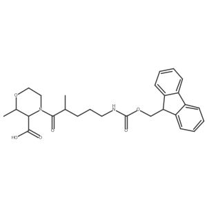 4-[5-({[(9H-fluoren-9-yl)methoxy]carbonyl}amino)-2-methylpentanoyl]-2-methylmorpholine-3-carboxylic acid Structure