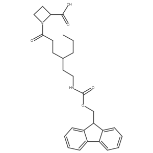 1-{4-[2-({[(9H-fluoren-9-yl)methoxy]carbonyl}amino)ethyl]heptanoyl}azetidine-2-carboxylic acid结构式
