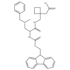 2-[1-({3-[benzyl(methyl)amino]-2-({[(9H-fluoren-9-yl)methoxy]carbonyl}amino)propanamido}methyl)cyclobutyl]acetic acid结构式