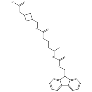 2-(3-{[5-({[(9H-fluoren-9-yl)methoxy]carbonyl}amino)hexanamido]methyl}cyclobutyl)acetic acid Structure
