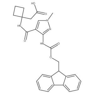 2-{1-[3-({[(9H-fluoren-9-yl)methoxy]carbonyl}amino)-1-methyl-1H-pyrazole-4-amido]cyclobutyl}acetic acid Structure