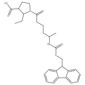 2-ethyl-1-[5-({[(9H-fluoren-9-yl)methoxy]carbonyl}amino)hexanoyl]pyrrolidine-3-carboxylic acid Structure