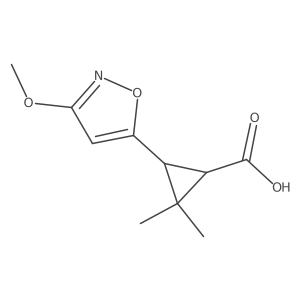 rac-(1R,3R)-3-(3-methoxy-1,2-oxazol-5-yl)-2,2-dimethylcyclopropane-1-carboxylic acid结构式