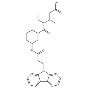 rac-3-{N-ethyl-1-[(1R,3R)-3-({[(9H-fluoren-9-yl)methoxy]carbonyl}amino)cyclohexyl]formamido}butanoic acid Structure