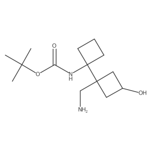 tert-butyl N-{1-[1-(aminomethyl)-3-hydroxycyclobutyl]cyclobutyl}carbamate结构式