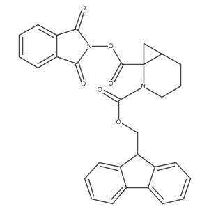 rac-1-(1,3-dioxo-2,3-dihydro-1H-isoindol-2-yl) 2-(9H-fluoren-9-yl)methyl (1R,6S)-2-azabicyclo[4.1.0]heptane-1,2-dicarboxylate结构式