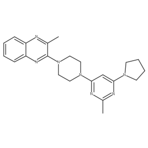 2-Methyl-3-{4-[2-methyl-6-(pyrrolidin-1-yl)pyrimidin-4-yl]piperazin-1-yl}quinoxaline结构式
