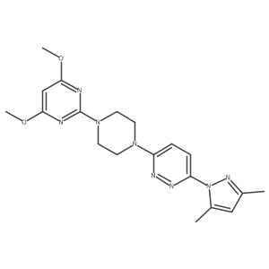 2-{4-[6-(3,5-dimethyl-1H-pyrazol-1-yl)pyridazin-3-yl]piperazin-1-yl}-4,6-dimethoxypyrimidine结构式