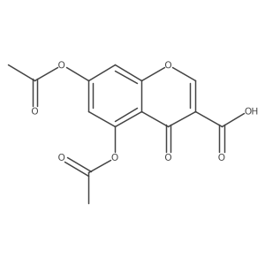 5,7-Bis(acetyloxy)-4-oxo-4H-1-benzopyran-3-carboxylic acid结构式