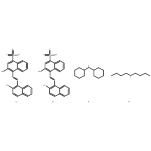 N-butylbutan-1-amine;chromium;N-cyclohexylcyclohexanamine;hydron;3-hydroxy-4-[(2-hydroxynaphthalen-1-yl)diazenyl]naphthalene-1-sulfonic acid结构式