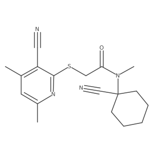 2-[(3-cyano-4,6-dimethylpyridin-2-yl)sulfanyl]-N-(1-cyanocyclohexyl)-N-methylacetamide结构式