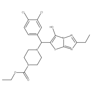 Ethyl 4-((3,4-dichlorophenyl)(2-ethyl-6-hydroxythiazolo[3,2-b][1,2,4]triazol-5-yl)methyl)piperazine-1-carboxylate Structure
