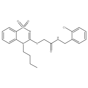 2-((4-butyl-1,1-dioxido-4H-benzo[e][1,2,4]thiadiazin-3-yl)thio)-N-(2-chlorobenzyl)acetamide结构式