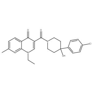 3-{[4-(4-chlorophenyl)-4-hydroxypiperidino]carbonyl}-1-ethyl-7-methyl[1,8]naphthyridin-4(1H)-one结构式